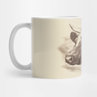 Cow Head Vintage Illustration Mug